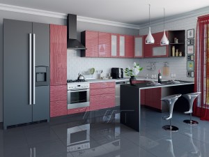 Модульная кухня Валерия-М Красный глянец страйп